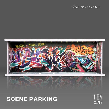 Garage Scene Diorama Model Kit – Collectible Decoration (No Dolls or Cars Included)