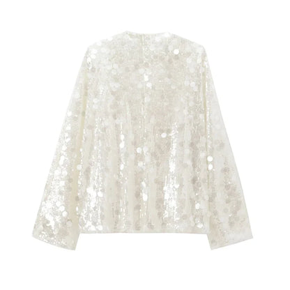 Women's Sequin Kimono Jacket – Long Sleeve Wrap Coat