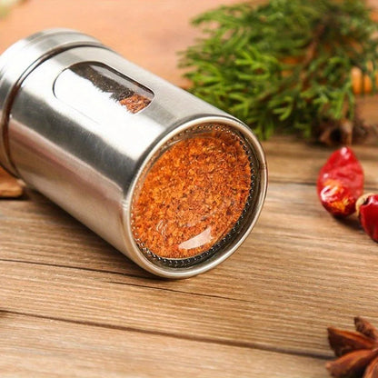 Stainless Steel Seasoning Shaker & Toothpick Holder – 2-in-1 Kitchen Jar