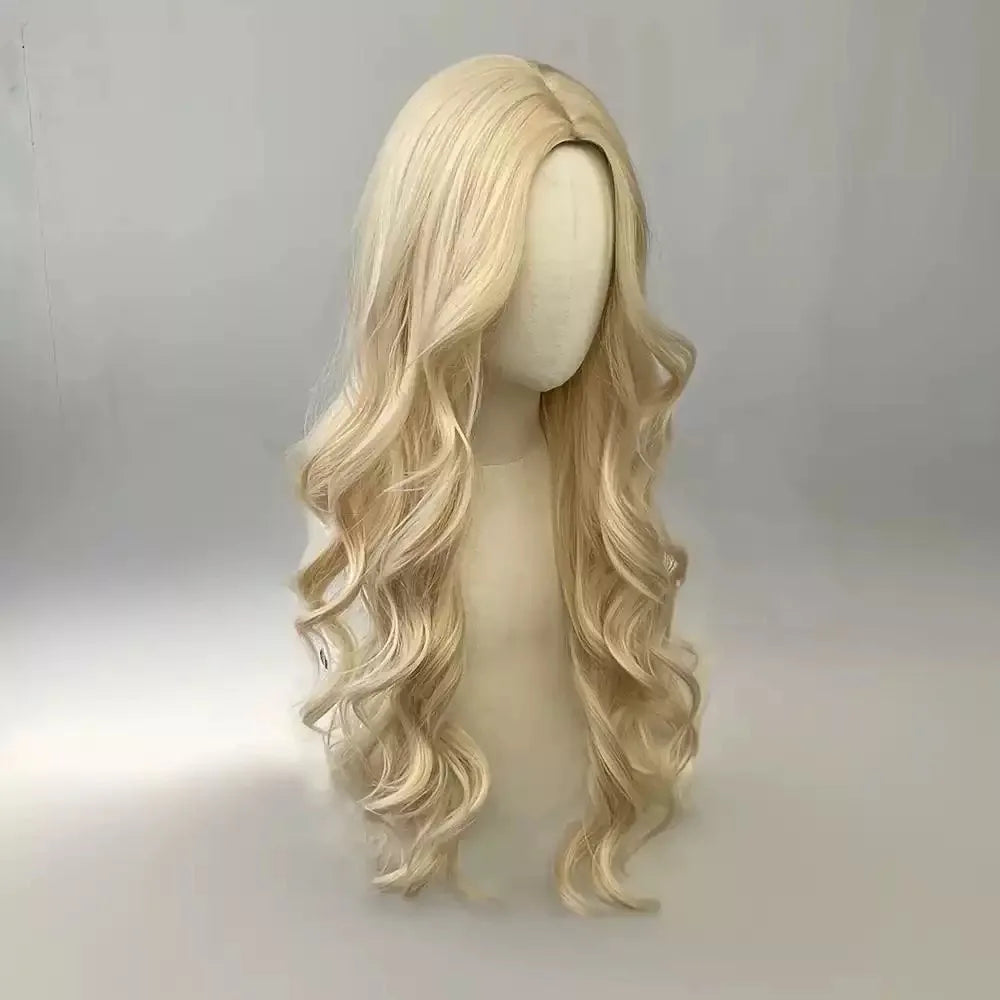 Long Blonde Wavy Synthetic Wig 26 Inch Party Halloween Cosplay