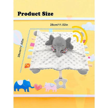 Elephant Baby Security Blanket with Teether & Sensory Tags