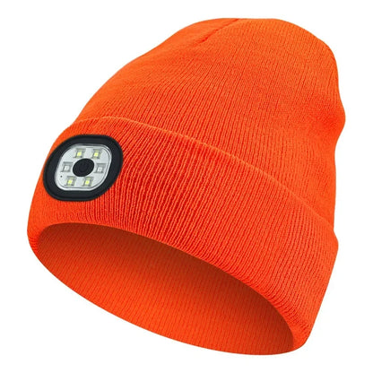 LED Beanie Hat with Built-In Headlamp – USB Rechargeable
