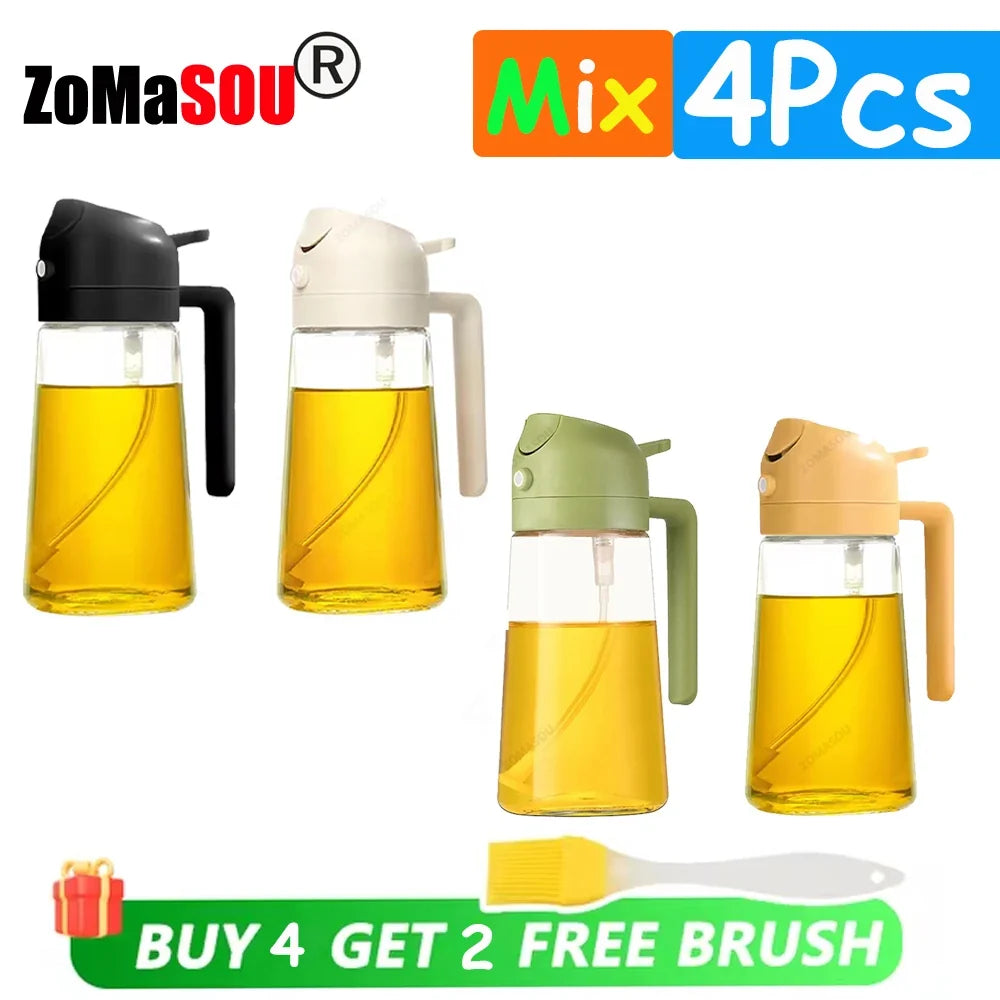2-in-1 Oil Sprayer & Pourer Bottle – Glass Dispenser for Kitchen & BBQ