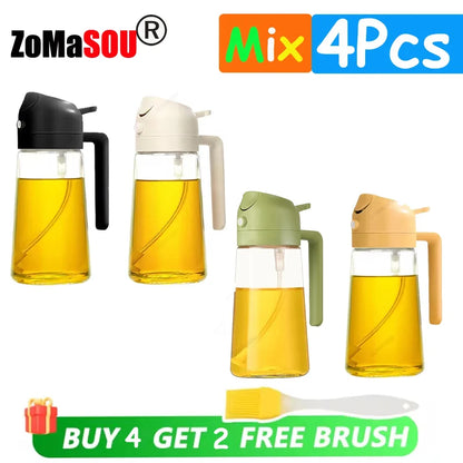 2-in-1 Oil Sprayer & Pourer Bottle – Glass Dispenser for Kitchen & BBQ