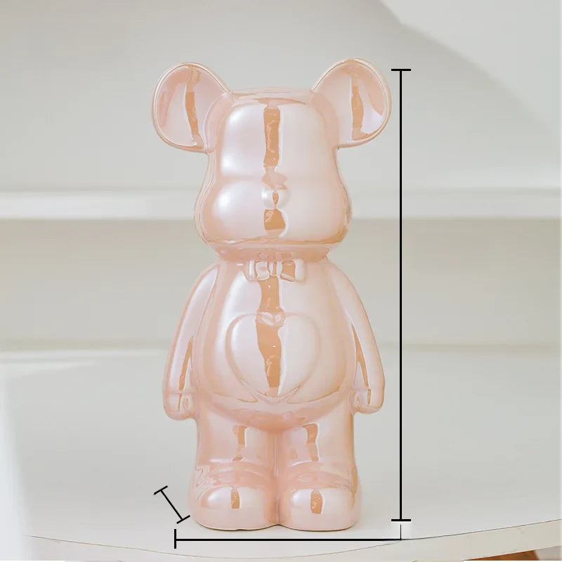 Bear Brick Ceramic Statue – Holographic Iridescent Bear Figurine Decor