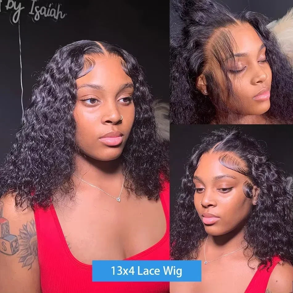 Deep Wave Bob 13x4 HD Lace Front Human Hair Wig – 200% & 250% Density