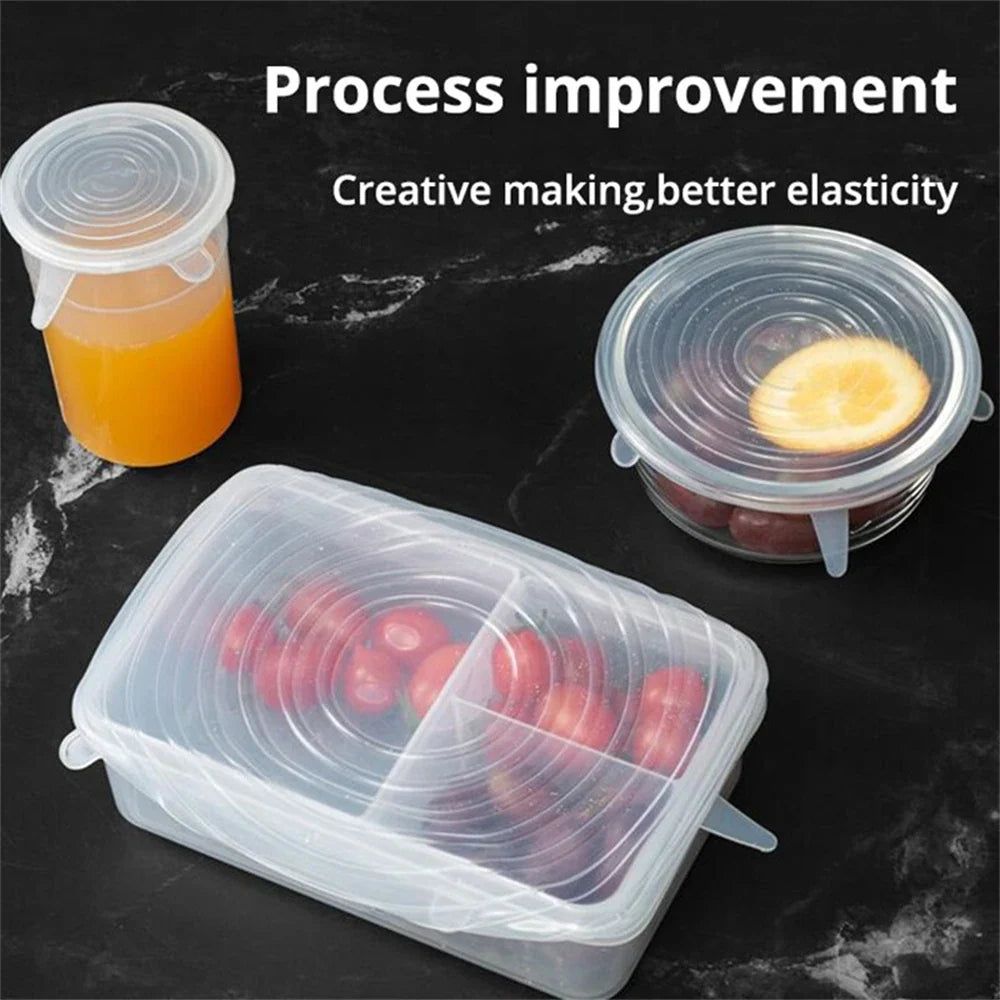 Silicone Stretch Lids Set of 6 – Universal Food Storage Bowl Covers