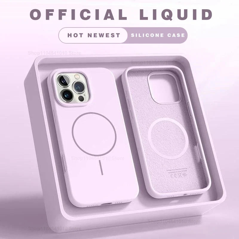 MagSafe Liquid Silicone iPhone Case – Shockproof Magnetic Cover for iPhone 11–17 Series