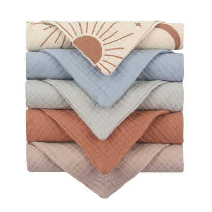 Baby Muslin Washcloths 5-Pack – Soft Gauze Cotton Face Towels