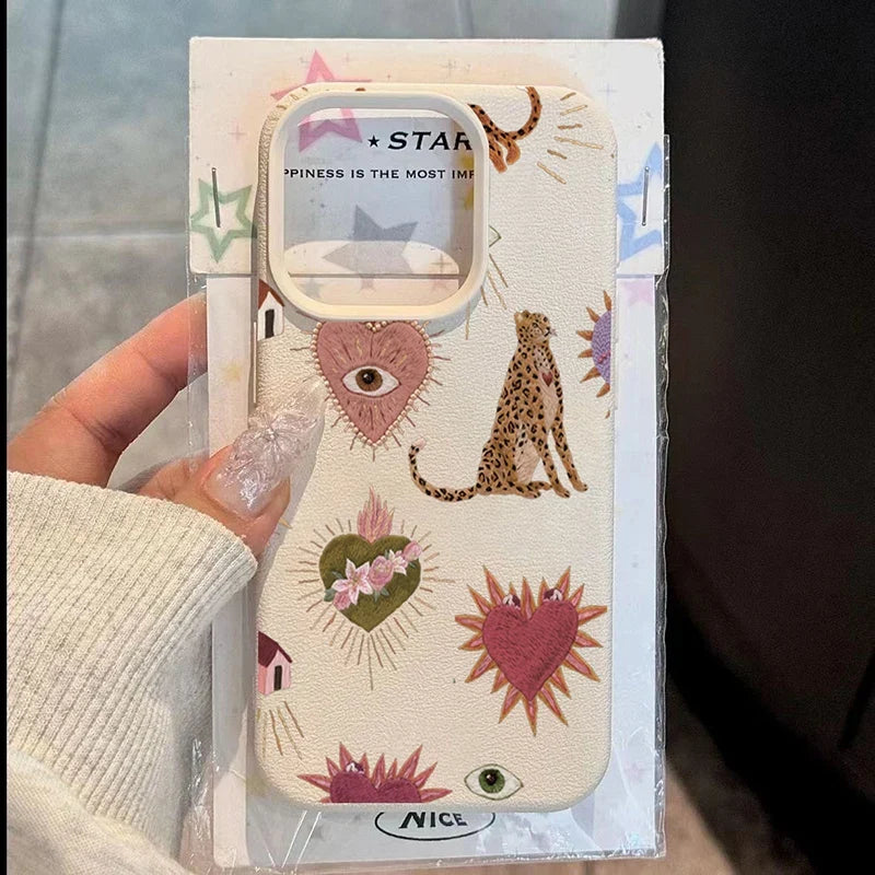 Leopard Evil Eye iPhone Case – Aesthetic Boho Silicone Cover