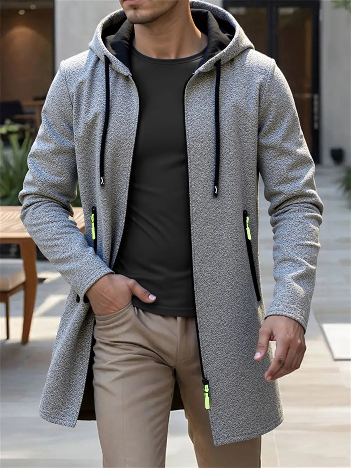 Men’s Hooded Knit Cardigan Jacket Warm Casual Outerwear