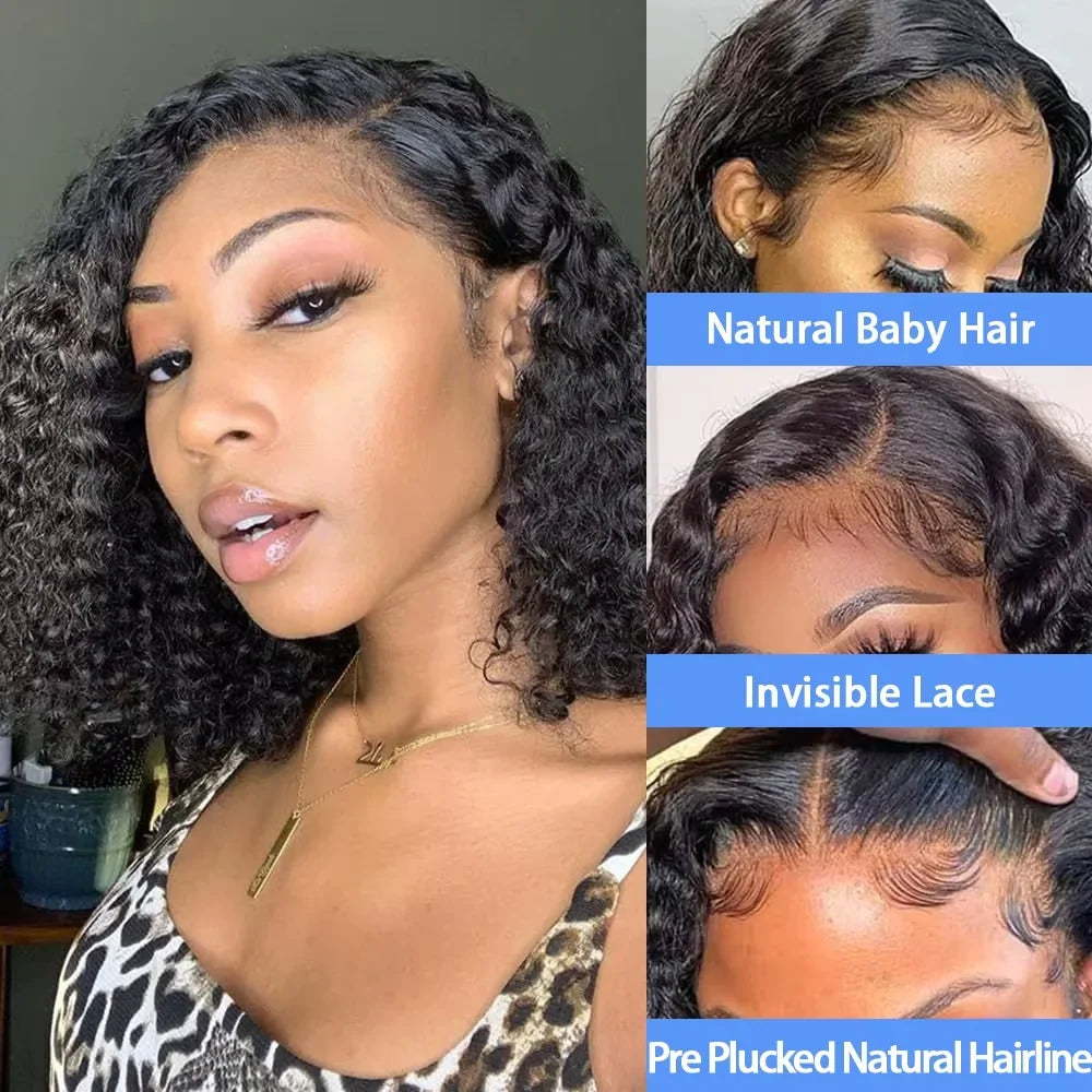 Deep Wave Bob 13x4 HD Lace Front Human Hair Wig – 200% & 250% Density