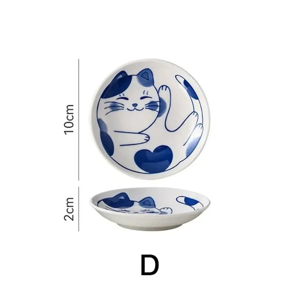 Lucky Cat Ceramic Sauce Dish – Cute Cartoon Sushi Plate