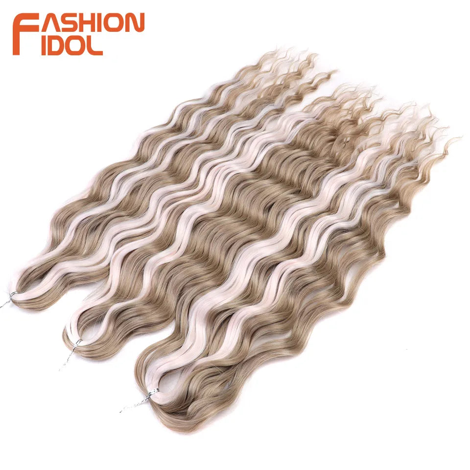 24 Inch Water Wave Crochet Braiding Hair Extensions – Synthetic Ombre