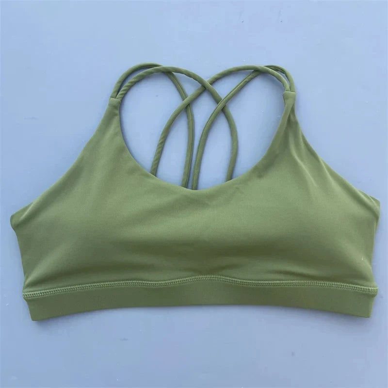 Women's Cross-Back Sports Bra – Soft Fitness Top for Yoga & Gym