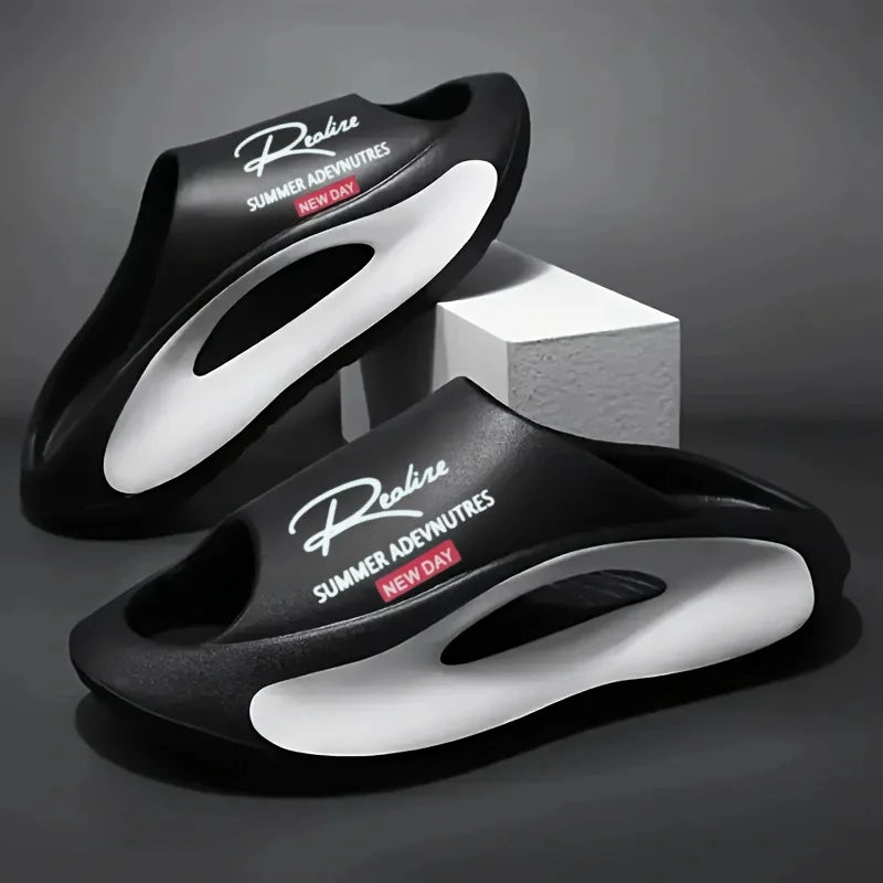 Men's Lightweight EVA Slides – Trendy Cut-Out Design Sandals