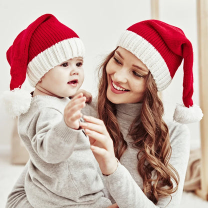 Christmas Knitted Santa Hat with Pom Pom – Adults & Kids