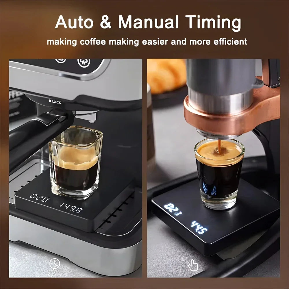 Digital Coffee Scale with Timer, LED Display & USB Charging