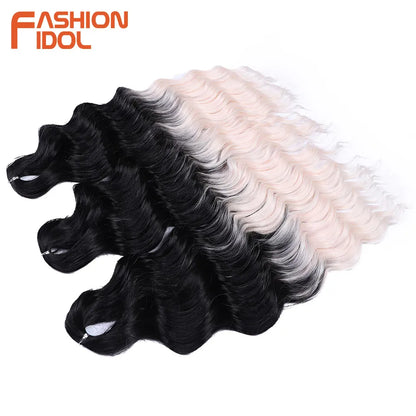 24 Inch Water Wave Crochet Braiding Hair Extensions – Synthetic Ombre