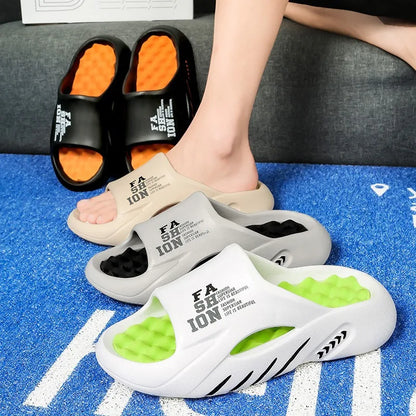 Men's Massage Slide Sandals – Soft Sole Indoor Outdoor Beach Slippers