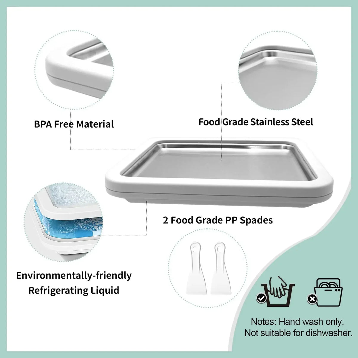 Rolled Ice Cream Pan with 2 Spatulas – DIY Frozen Yogurt Maker
