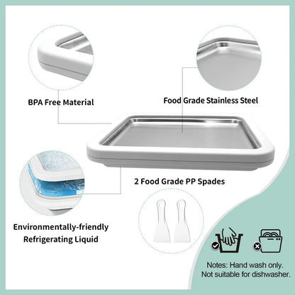 Rolled Ice Cream Pan with 2 Spatulas – DIY Frozen Yogurt Maker