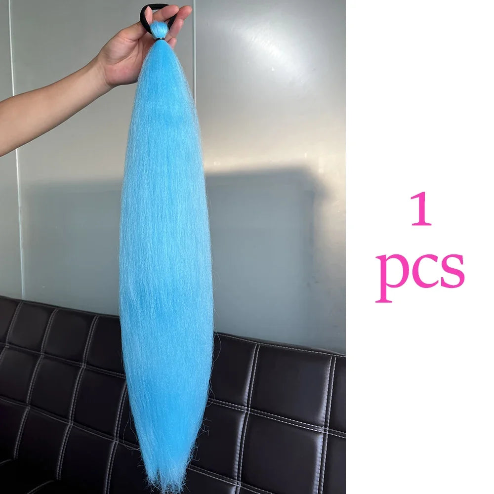 Long Straight Ponytail Extension 2pcs – Synthetic Hair with Rubber Band