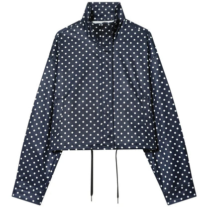 Polka Dot Bomber Jacket & Shorts Set – Women's Oversized Outerwear