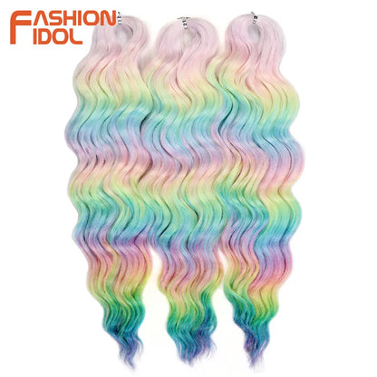 24 Inch Water Wave Crochet Braiding Hair Extensions – Synthetic Ombre