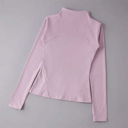 Women's Zip-Up Athletic Jacket with Thumb Holes – Slim Fit Running Top
