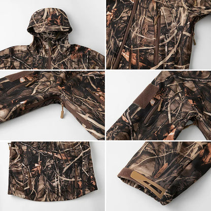 Men's Camouflage Hunting Jacket – Waterproof Fleece Tactical Soft Shell