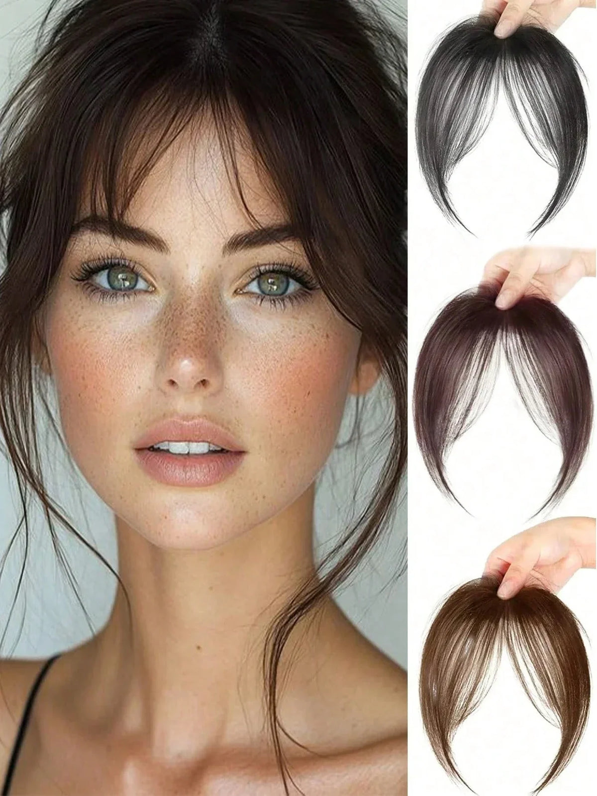 Clip-In Bangs Hair Extension Natural Seamless Side Swept Fringe