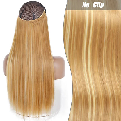 Clip-Free Straight Hair Extension Long Synthetic Hairpiece