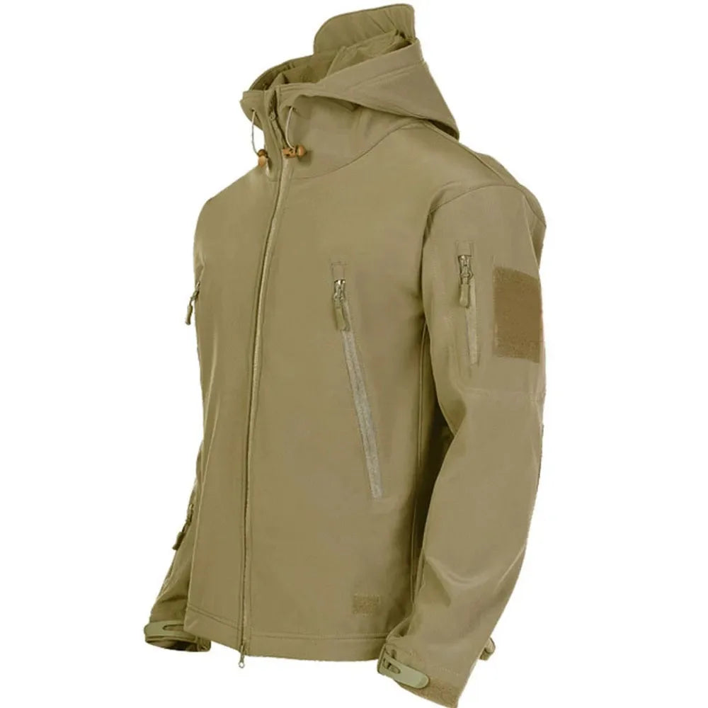 Tactical Soft Shell Jacket – Waterproof Windproof Hooded Outdoor Coat