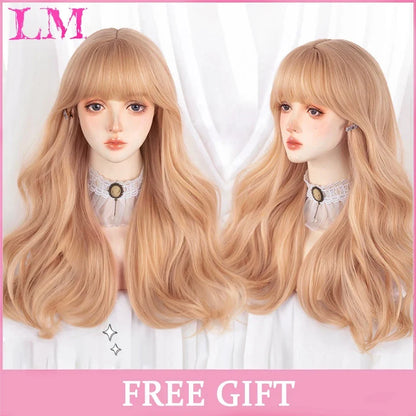 Cosplay Wig with Bangs – Long Straight Synthetic Hair 24 Inch