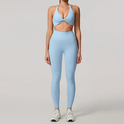 Women's 2-Piece Yoga Set – Long Sleeve Crop Top & Shorts