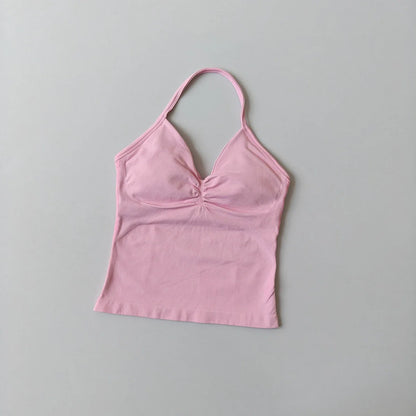 Women's Strappy Backless Crop Top & Scrunch Shorts Set – Gym Yoga Activewear