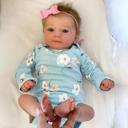 Reborn Baby Doll Felicia – 18in Newborn with Open Blue Eyes & Hand-Rooted Hair