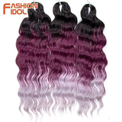 24 Inch Water Wave Crochet Braiding Hair Extensions – Synthetic Ombre