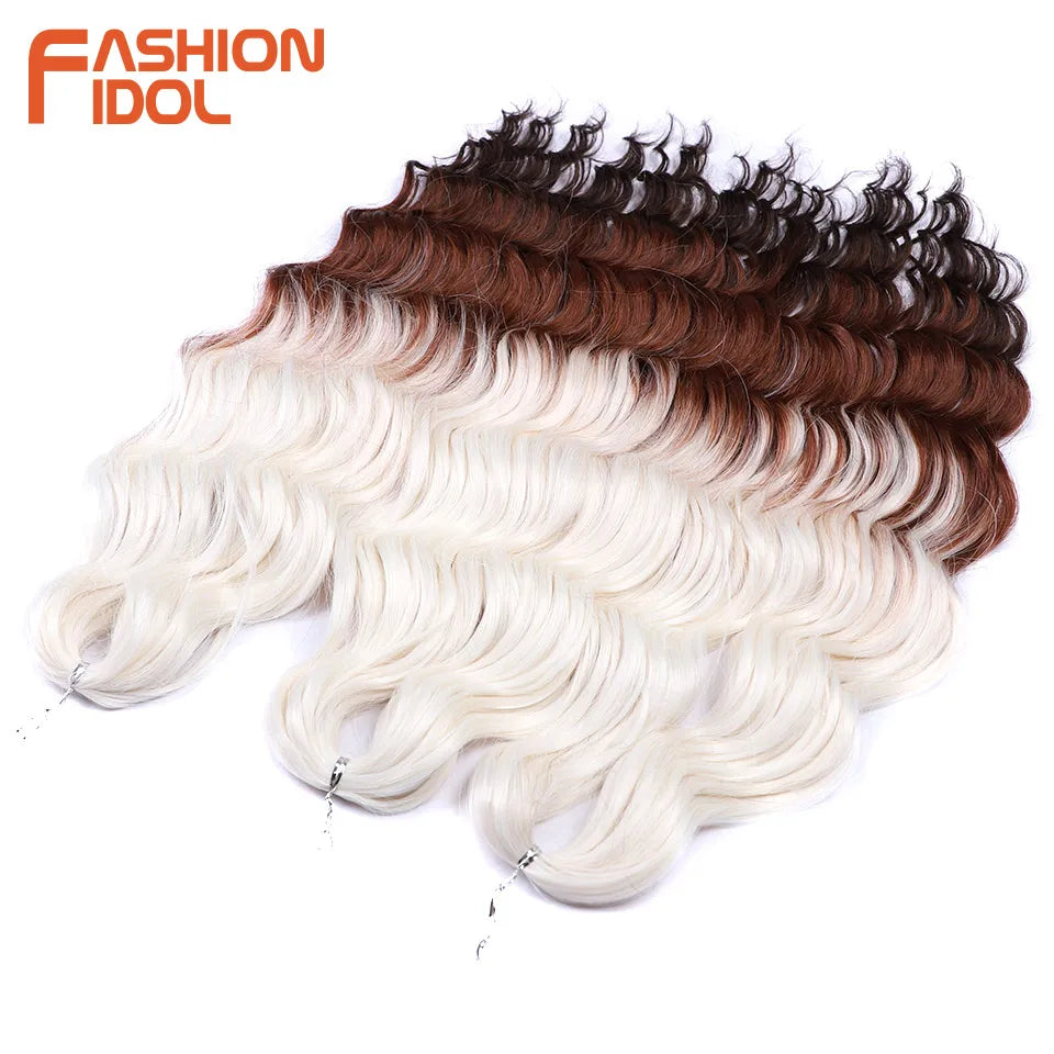 24 Inch Water Wave Crochet Braiding Hair Extensions – Synthetic Ombre