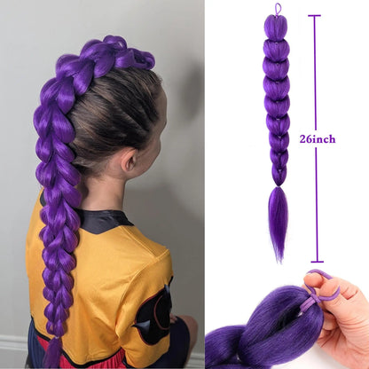 Purple Braided Clip Ponytail Hair Extension – 26 Inch Long Braid Hairpiece