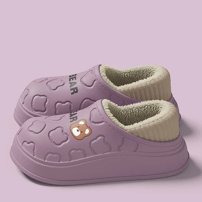 Winter Plush Slippers Women Men Waterproof Warm Anti-Slip Indoor Outdoor
