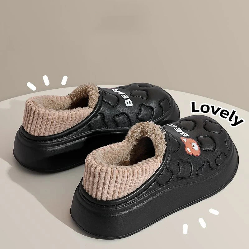 Winter Plush Slippers Women Men Waterproof Warm Anti-Slip Indoor Outdoor