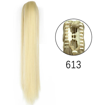 Claw Clip Ponytail Extension 24 Inch Wavy Synthetic Hair Heat Resistant