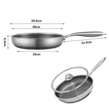 Stainless Steel Honeycomb Nonstick Frying Pan – Induction & Gas Compatible