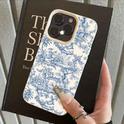 Toile de Jouy iPhone Case – Blue Vintage Floral Pattern