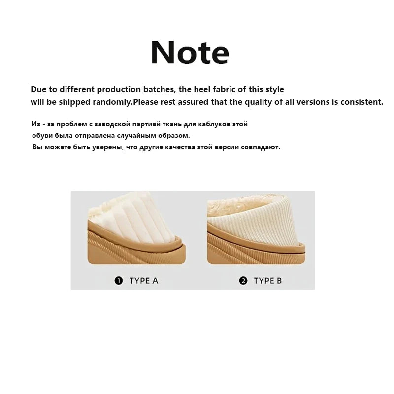Plush Lined EVA Slippers Women Winter Warm Waterproof Non-Slip