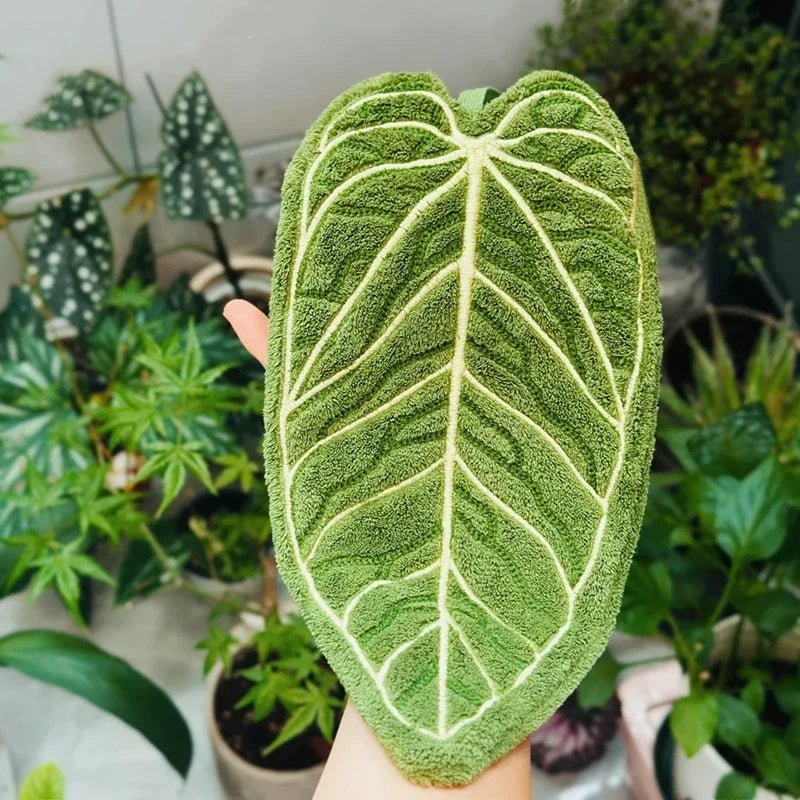 Plant Leaf Hand Towel – Absorbent Hanging Kitchen & Bathroom Towel