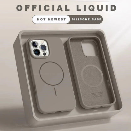 MagSafe Liquid Silicone iPhone Case – Shockproof Magnetic Cover for iPhone 11–17 Series