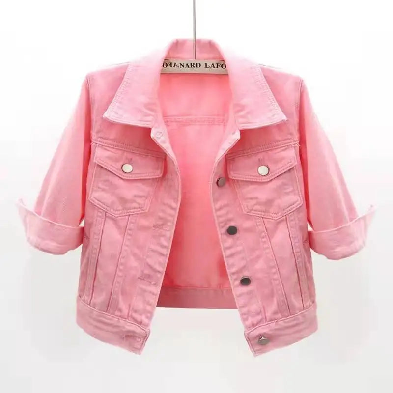 Women's Short Denim Jacket – Casual Loose Jean Coat